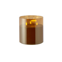 Rogue LED Pillar Triflame Candle 15x15cm Amber 45.2142.62