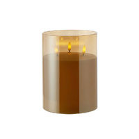 Rogue LED Pillar Triflame Candle 15x20cm Amber 45.2143.62