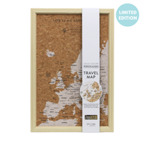 Splosh Personalised Travel Map Cork Board Framed w/Pins EUROPE Limited Edition 53.5x36.5cm TVB18