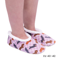 SnuggUps Slippers Women's Printed Pets Large Dachshund, Splosh SNWPDH03