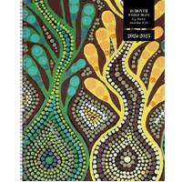 2024-2025 18-Month Diary Aboriginal Art Weekly/Monthly Browntrout A04695