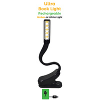 Artico The Ultra Rechargeable Book Light Reading Lamp Clip On Black UBL01