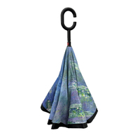 Artico Inverted Reverse Umbrella Windproof Double Layer C-Handle Monet Water Lilies BH57