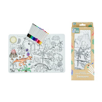 Koala Dream Drawing Mat Reusable Silicone with Markers 38cm Dinosaurs, Eleganter CA3030F