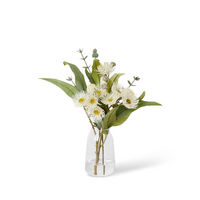 Elme Living Artificial Flowers Flowering Eucalyptus Leaf Mix in Harnan Vase 40cm White AL.146.CLWH