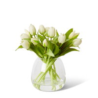 Elme Living Artificial Flowers Tulip Bunch in Alma Vase 28cm White AL.215.CLWH