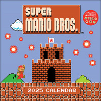 2025 Calendar Super Mario Bros 8-Bit Retro w/ Die-cut Notecards Square Wall Andrews McMeel AM74546