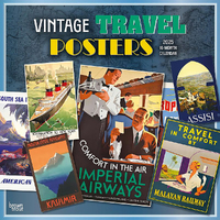 2025 Calendar Vintage Travel Posters 16-Month Square Wall Browntrout BT75857