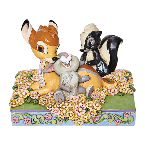  Disney Traditions Figurine 10cm Bambi & Friends in Flowers, Whitehill 6008318