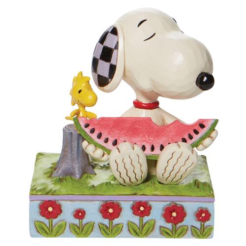 Peanuts by Jim Shore Figurine 12cm Snoopy & Woodstock Eating Watermelon, Whitehill 6010113