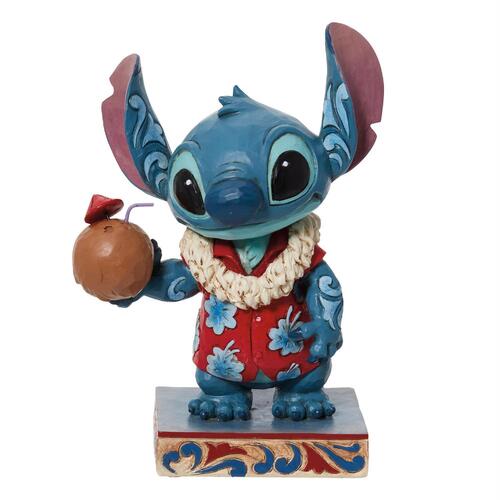 Disney Traditions Figurine 12cm Stitch Wearing Hawaiian Shirt & Lei, Whitehill 6011935