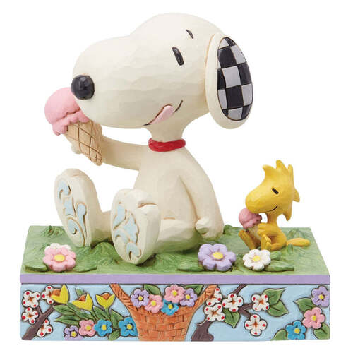 Peanuts by Jim Shore Figurine 13cm Snoopy & Woodstock Eating Ice Cream, Whitehill 6014349