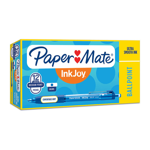 Paper Mate Ballpoing Pen InkJoy 300 Retractable 1.0mm Medium (Box of 12) Blue 