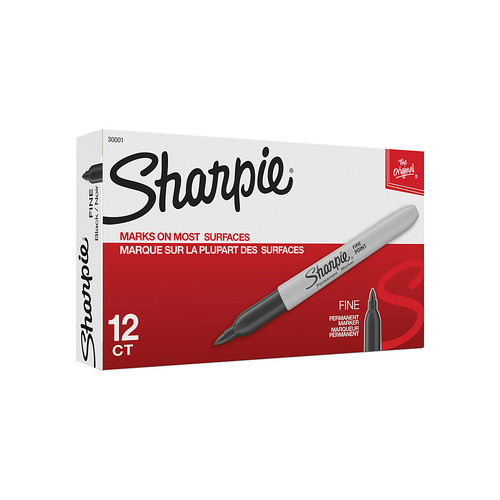 Sharpie Permanent Marker Fine Black Box of 12 30001B