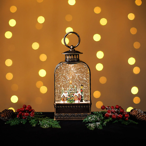 Christmas Bristol Lantern Snowing Xmas Town 21cm Xmas Musical Lights Decor