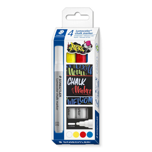 Staedtler Lumocolor Liquid Chalk Markers 4 Pack Assorted