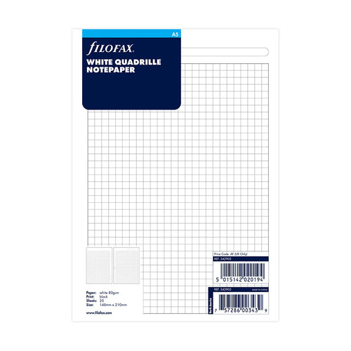 Undated Refill Filofax Squared Paper A5 White FF-342905