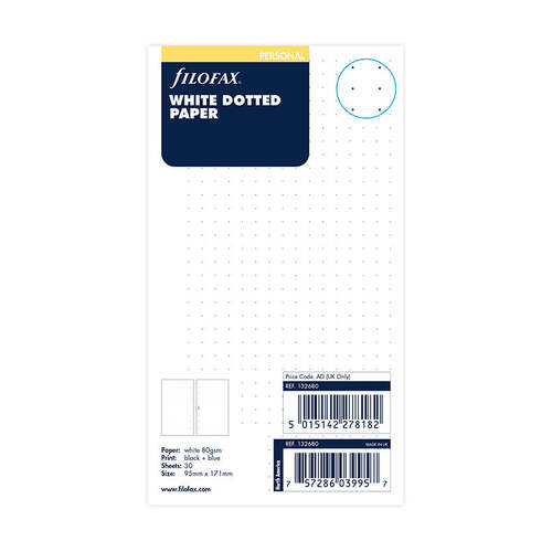 Undated Refill Filofax Dotted Paper Personal White FF-132680