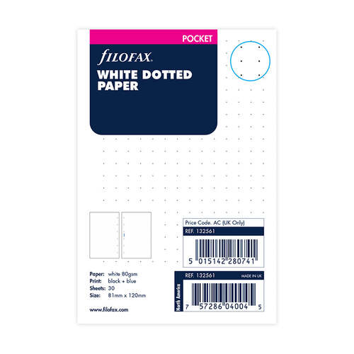 Undated Refill Filofax Dotted Paper Pocket White FF-132561