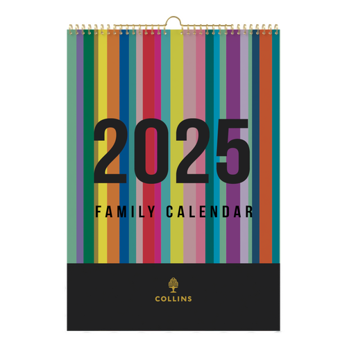 2025 Calendar Collins Edge Rainbow A3 Family Wiro Wall EDFC135