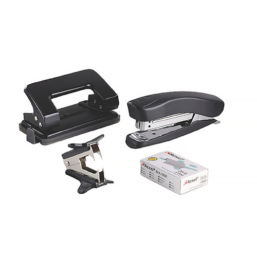 Rexel Stapler & Punch Desktop Kit Black 2100069