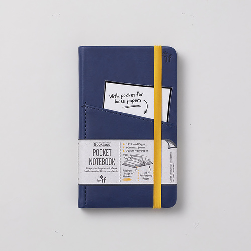 Bookaroo Notebook A6 with Pocket Navy, Artico 43006