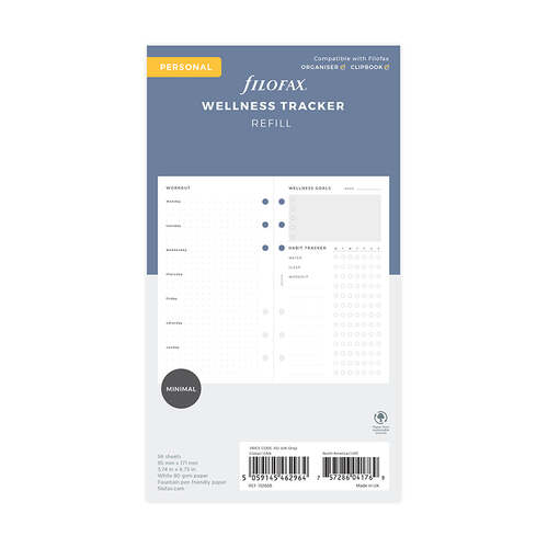 Undated Refill Filofax Minimal Personal Wellness Tracker FF-132688