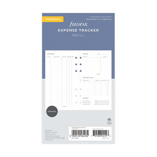 Undated Refill Filofax Minimal Personal Expense Tracker FF-132850