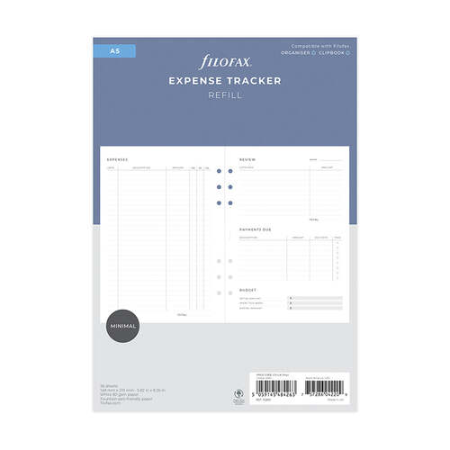 Undated Refill Filofax Minimal A5 Expense Tracker FF-132851