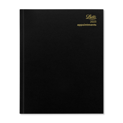 2025 Diary Letts Standard Quarto Vertical Week to View w/ Appts Black T31YBK