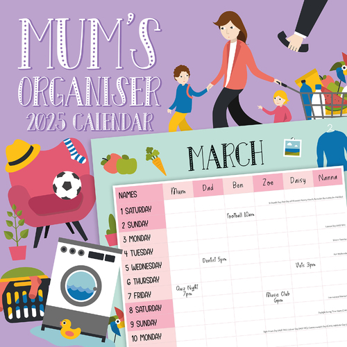 2025 Calendar Mum's Organiser 16-Month Square Wall Red Robin RR250176