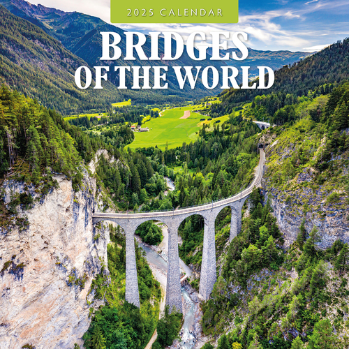 2025 Calendar Bridges of the World 16-Month Square Wall Red Robin RR250256