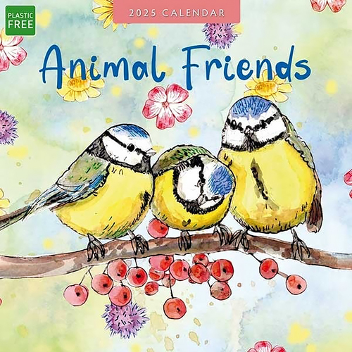 2025 Calendar Animal Friends 16-Month Square Wall Red Robin RR250332