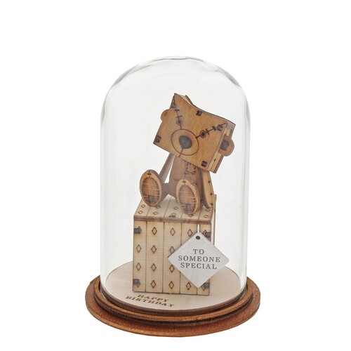 Kloche Figurine Happy Birthday Dome 8.5cm The Little Wooden Bear, Whitehill A30273