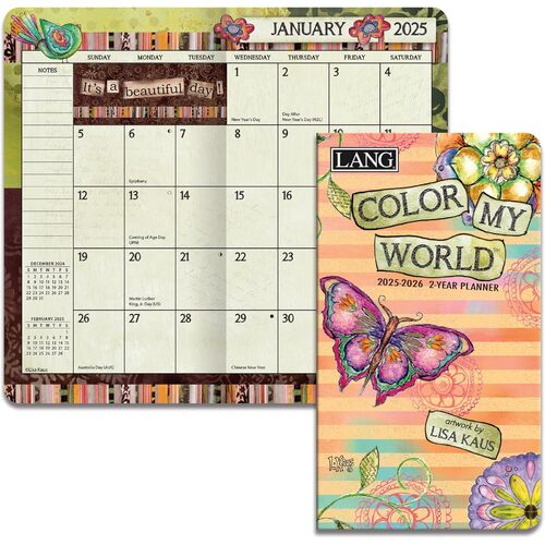 2025-2026 2-Year Planner Color My World by Lisa Kaus Pocket Monthly, Lang 25991071088