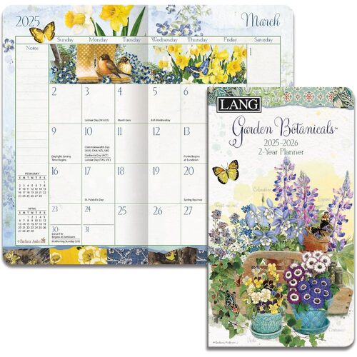 2025-2026 2-Year Planner Garden Botanicals by Barbara Anderson Pocket Monthly, Lang 25991071103