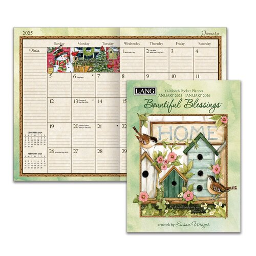 2025 13-Month Planner Bountiful Blessings by Susan Winget Pocket Monthly, Lang 25991012096