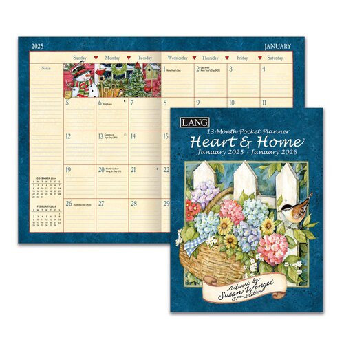 2025 13-Month Planner Heart & Home by Susan Winget Pocket Monthly, Lang 25991003161