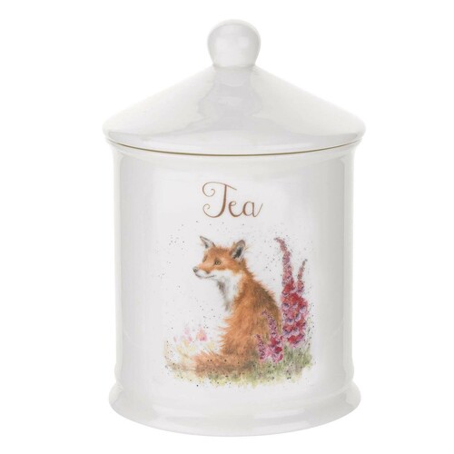 Royal Worcester Wrendale Designs Tea Canister 14cm Foxgloves Fox, Whitehill WNT3996-XW