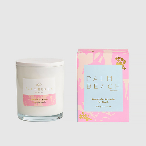 Palm Beach Scented Soy Candle Standard 420g - Warm Amber & Jasmine W24MCXWAJ