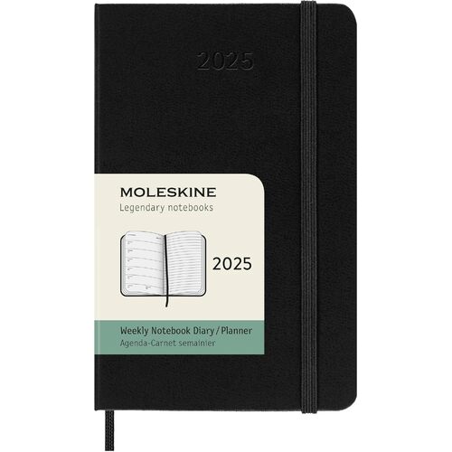 2025 Diary Moleskine Pocket Weekly Notebook Hard Cover Black M-DHB12WN2Y24