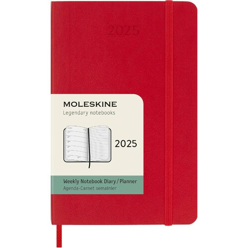 2025 Diary Moleskine Pocket Weekly Notebook Soft Cover Scarlet Red