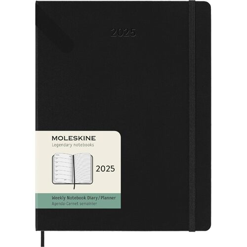 2025 Diary Moleskine XL Weekly Notebook Hard Cover Black M-DHB12WN4Y24