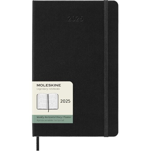 2025 Diary Moleskine Large Weekly Horizontal Hard Cover Black M-DHB12WH3Y24