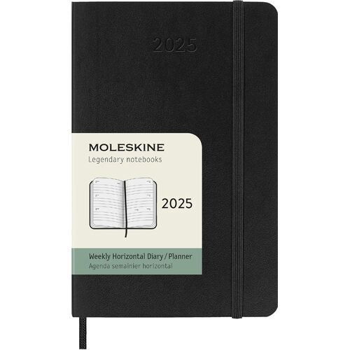 2025 Diary Moleskine Pocket Weekly Horizontal Soft Cover Black M-DSB12WH2Y24