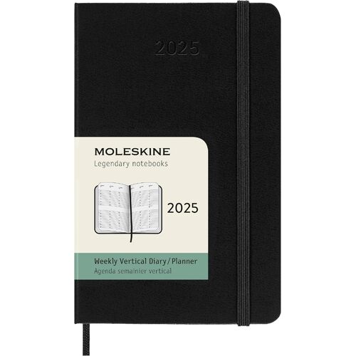 2025 Diary Moleskine Pocket Weekly Vertical Hard Cover Black M-DHB12WV2Y24