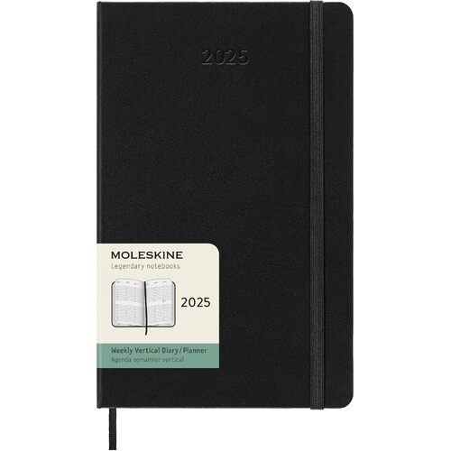 2025 Diary Moleskine Large Weekly Vertical Hard Cover Black M-DHB12WV3Y24