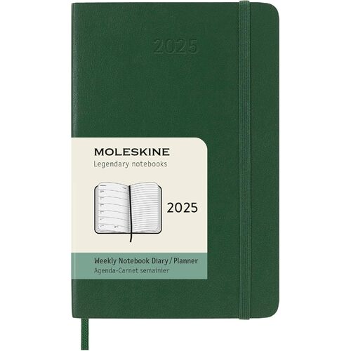 2025 Diary Moleskine Pocket Weekly Notebook Soft Cover Myrtle Green