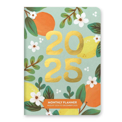 2025 17-Month Planner Fruit & Flora Pocket Monthly Orange Circle Studio 25370