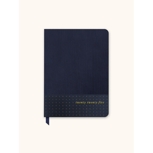 2025 17-Month Planner Dual-Textured Dots on Twilight Blue Medium Weekly/Monthly Orange Circle Studio 25388